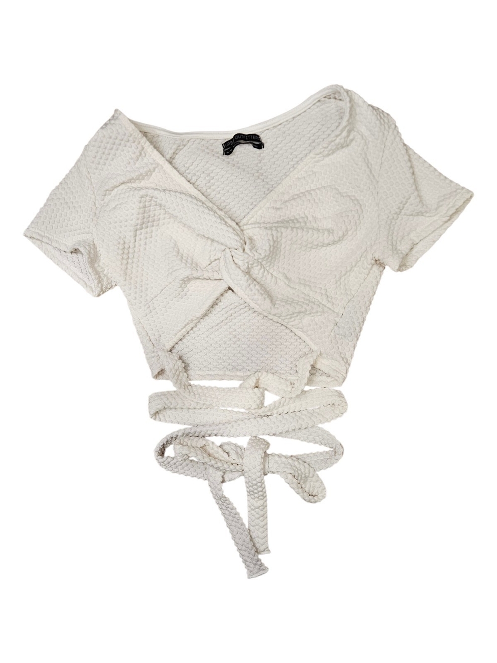 White Textured Runched Bust Wrap Crop Top - Urban Outfitters